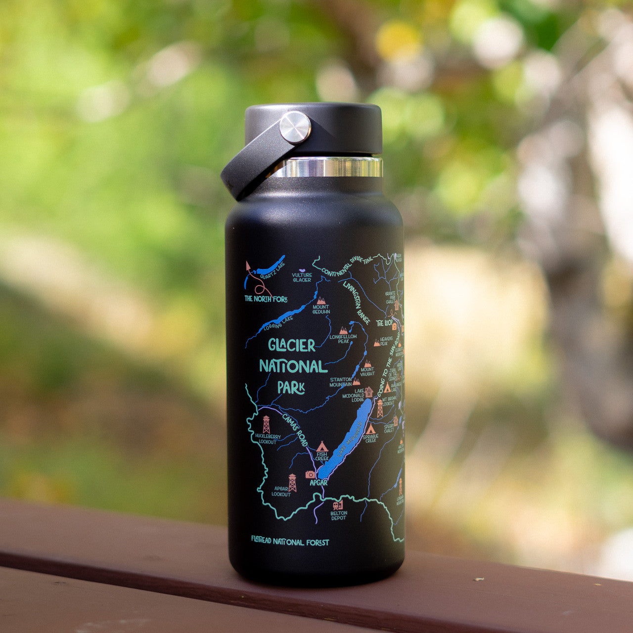 Hydro Flask ミャクミャク柄 Glacier Map Hydro Flask - Black – Glacier National Park Conservancy