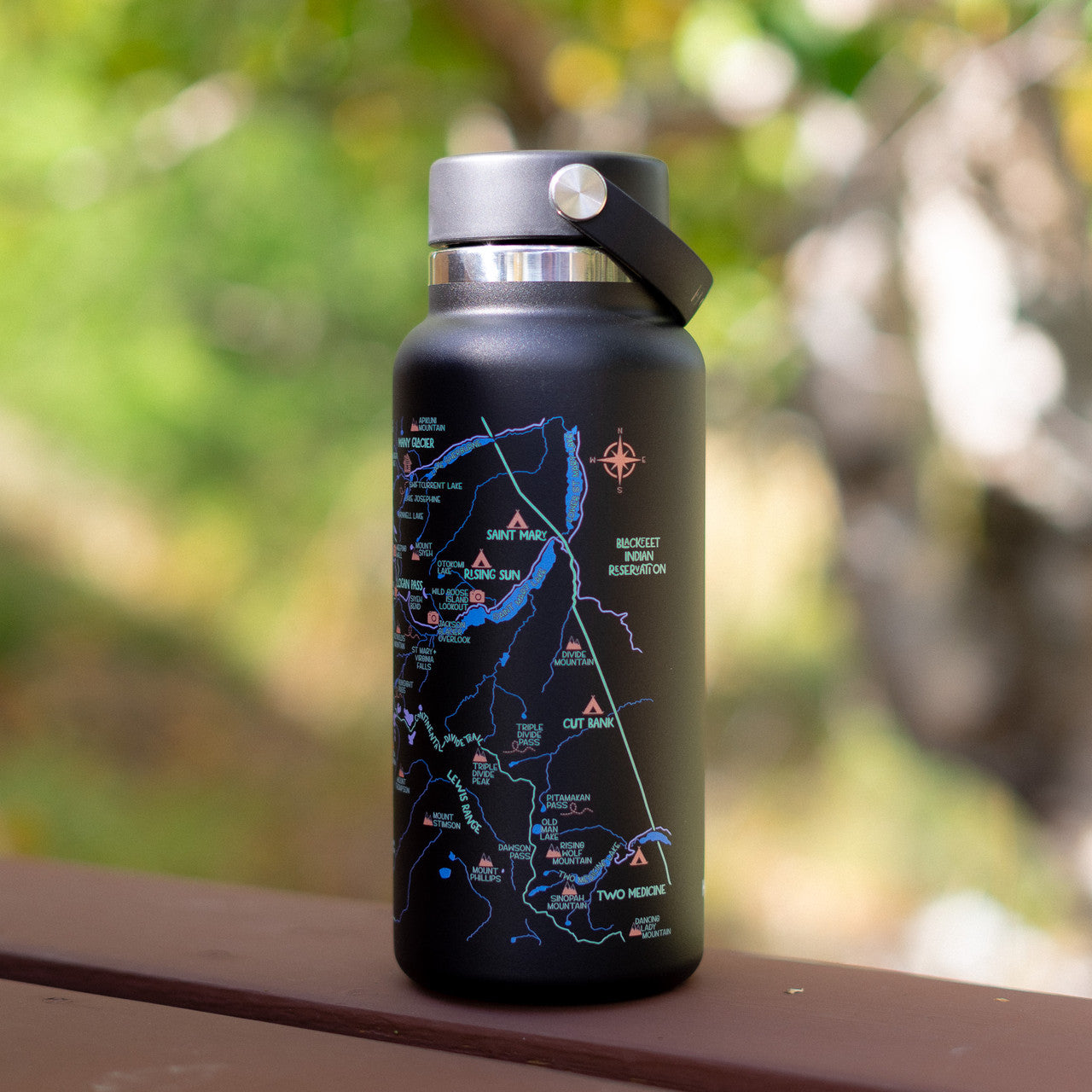 Glacier Map Hydro Flask - Black