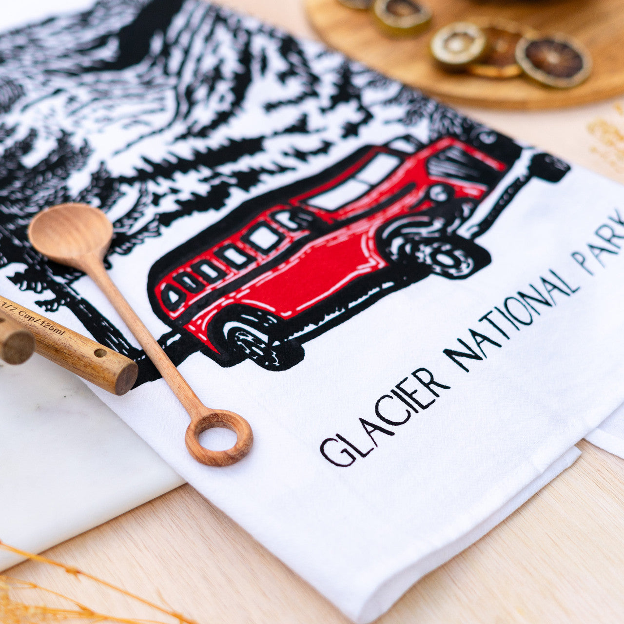 Red Bus Tea Towel