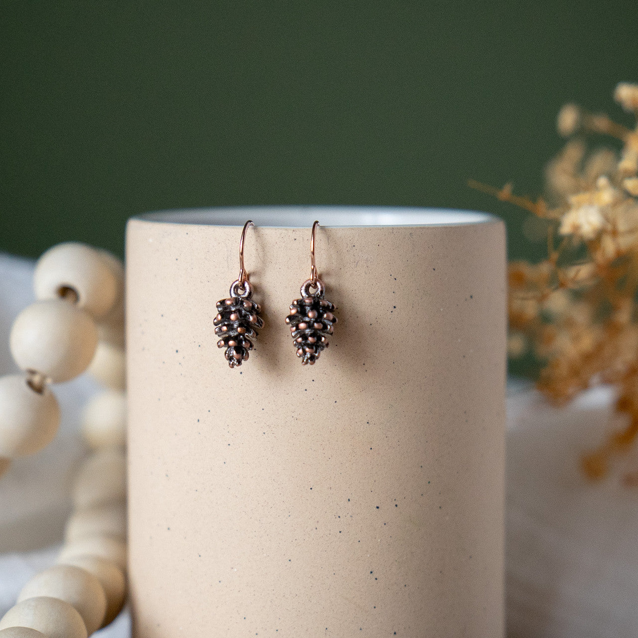 Copper Tone Pine Cone Earrings