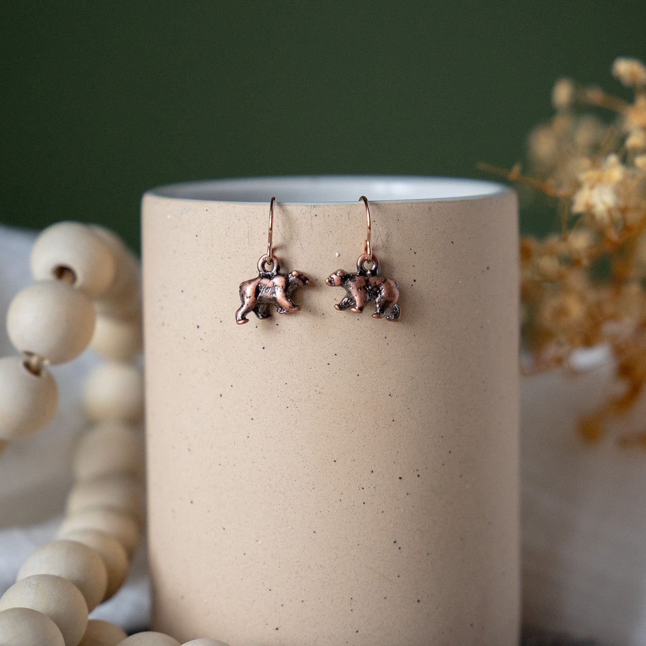 Copper Tone Bear Earrings