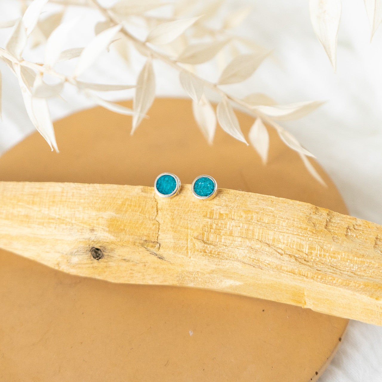 Turquoise Circle Stud Earrings
