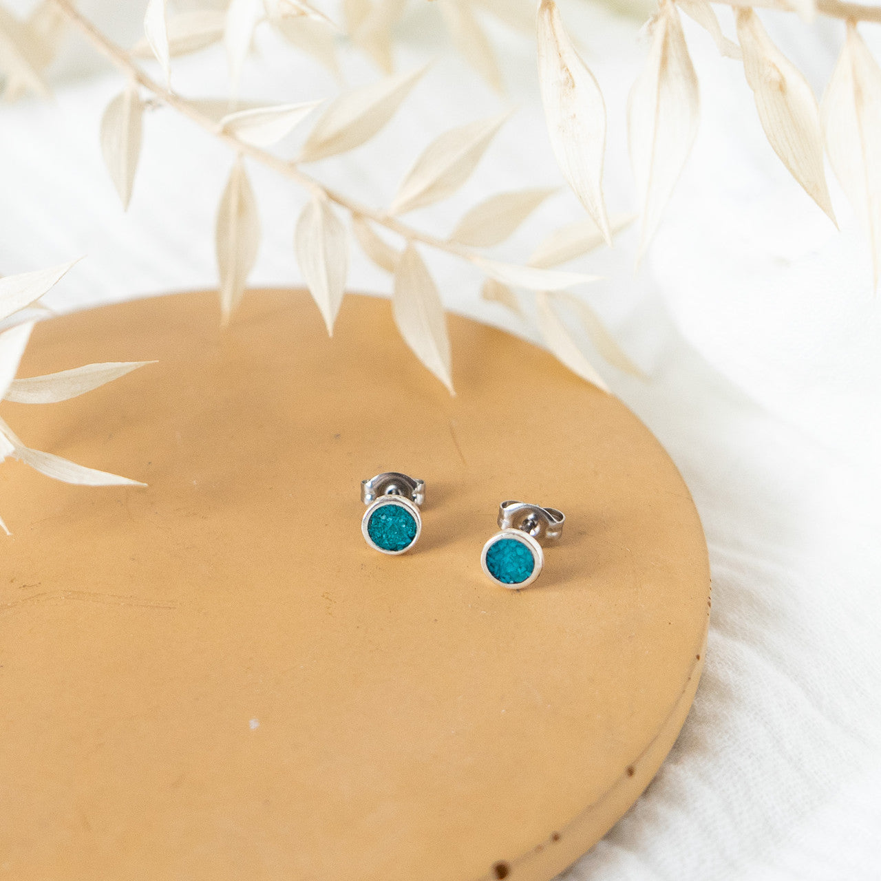Turquoise Circle Stud Earrings