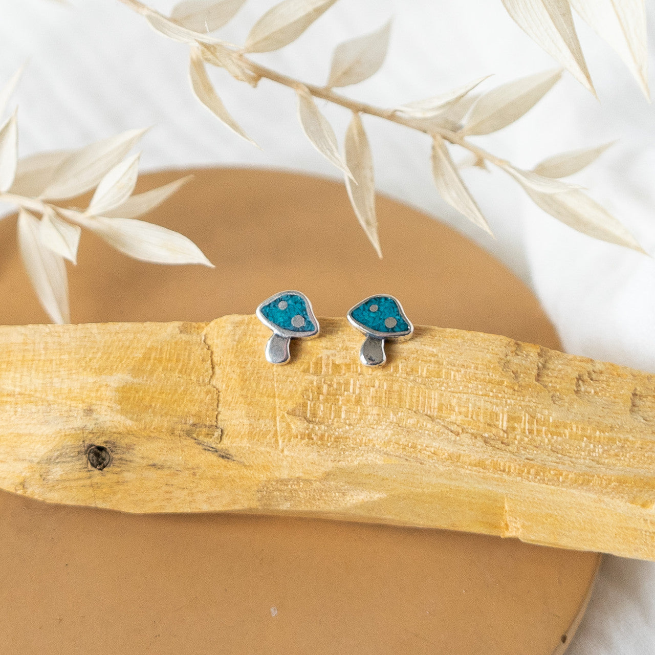 Turquoise Mushroom Stud Earrings