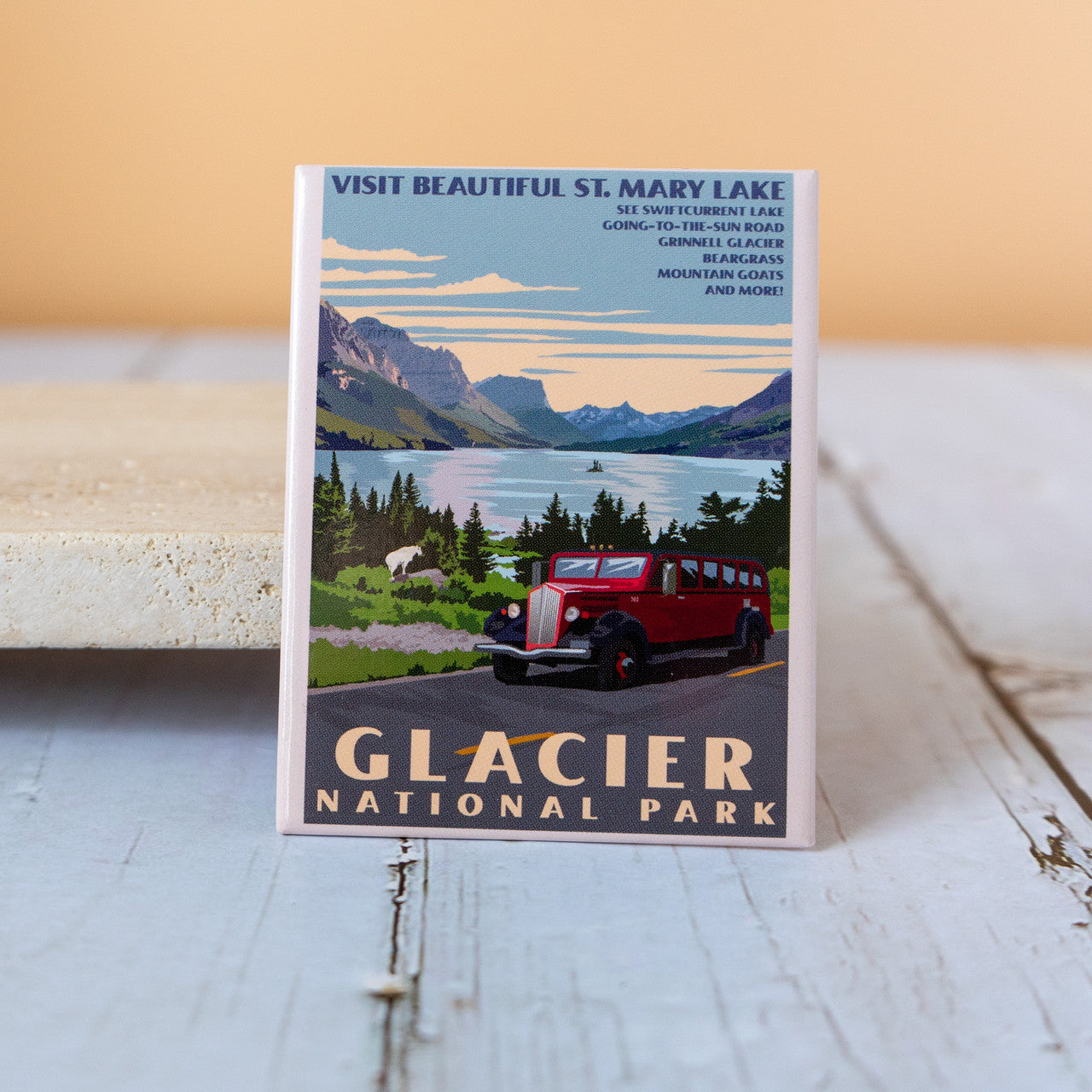 Retro Red Bus Magnet