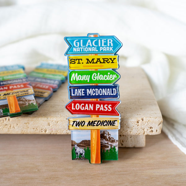 Glacier Trail Sign 3D Magnet