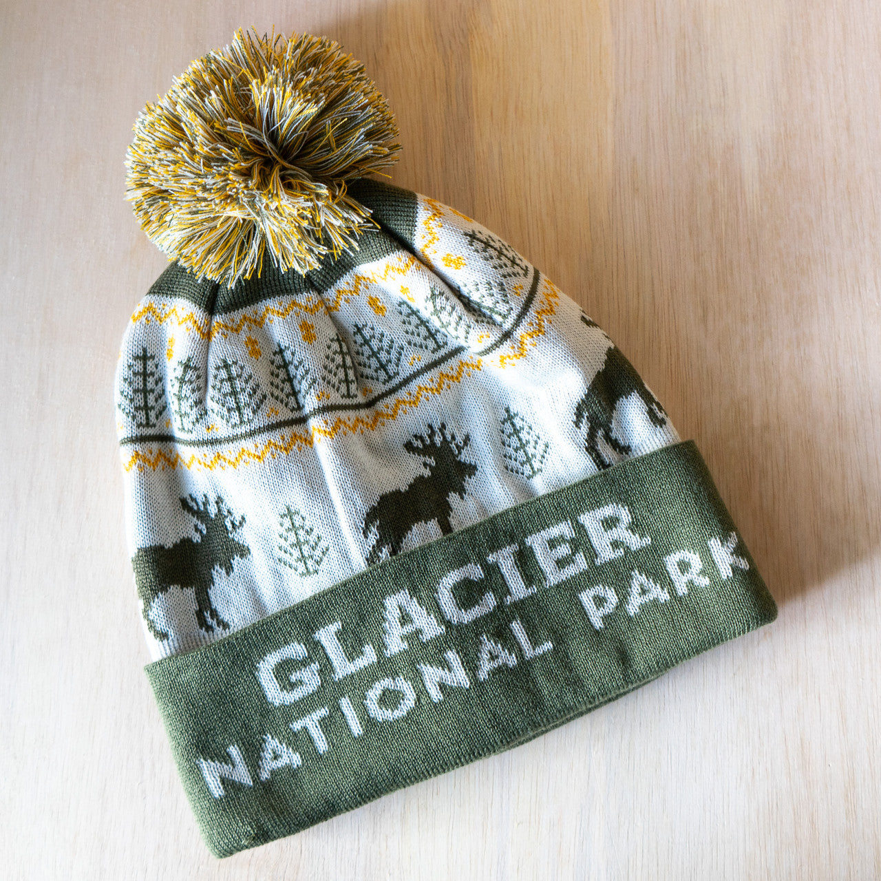 Fair Isle Moose Beanie with Pom