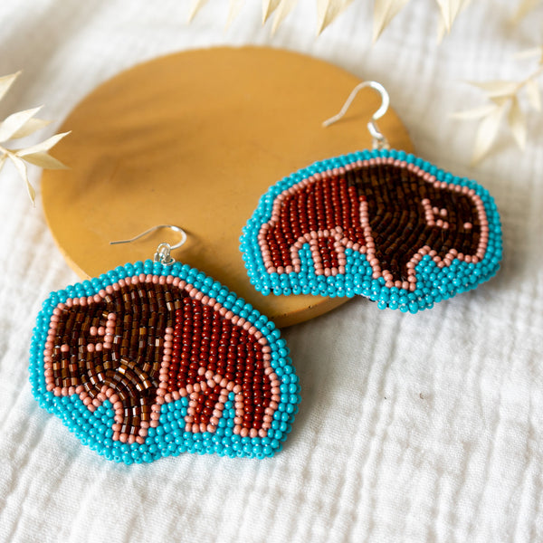Bison Beaded Earrings