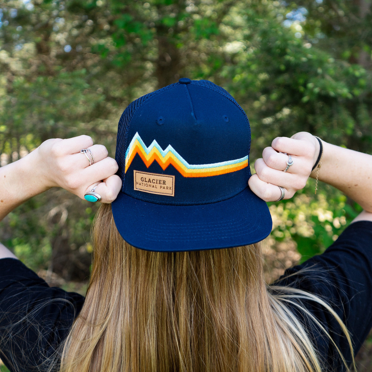Embroidered Tri Stripe Flat Bill Hat