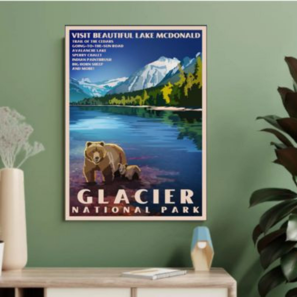 Retro Lake McDonald Poster