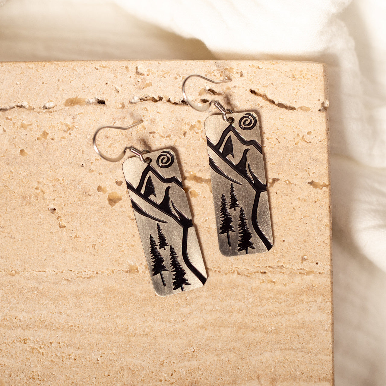 Engraved Tree Earrings