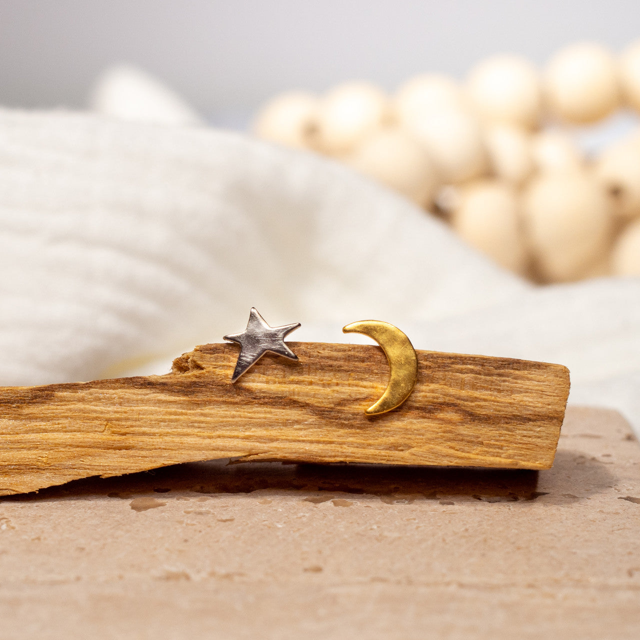 Star and Moon Stud Earrings