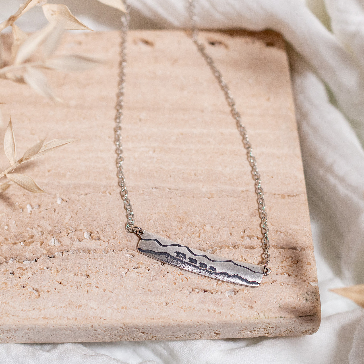 Bear Family Necklace - Silver