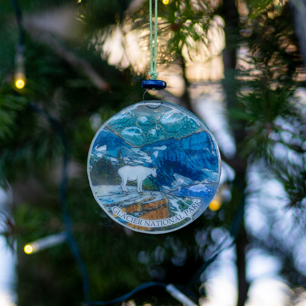 Mountain Goat Glass Ornament