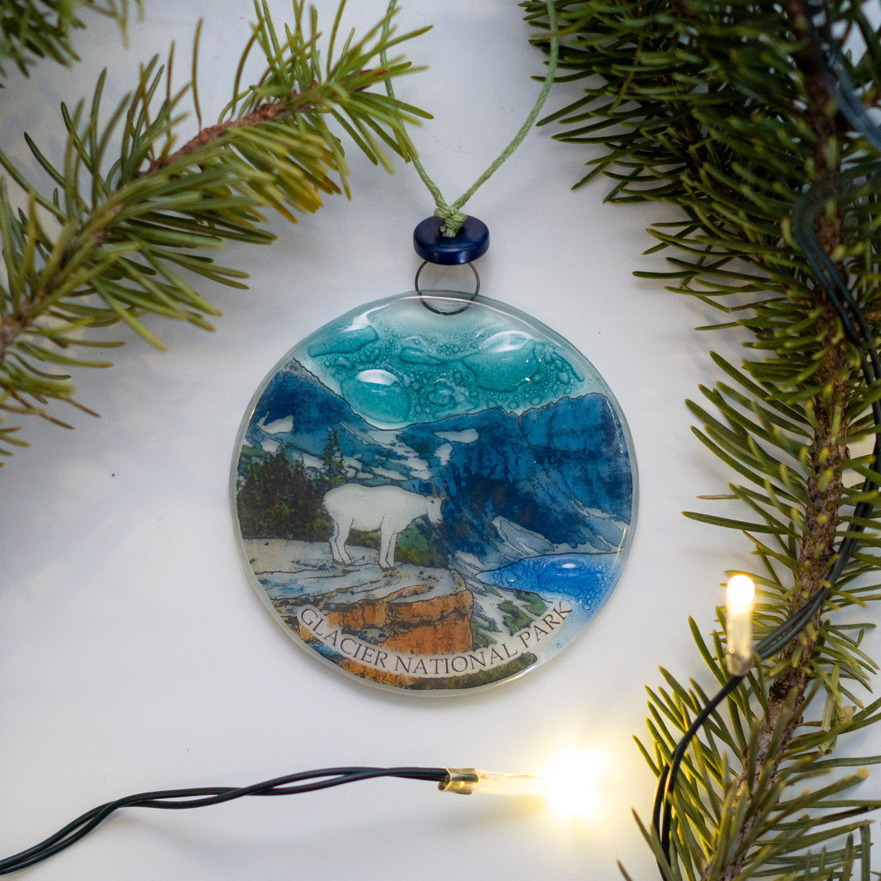 Mountain Goat Glass Ornament