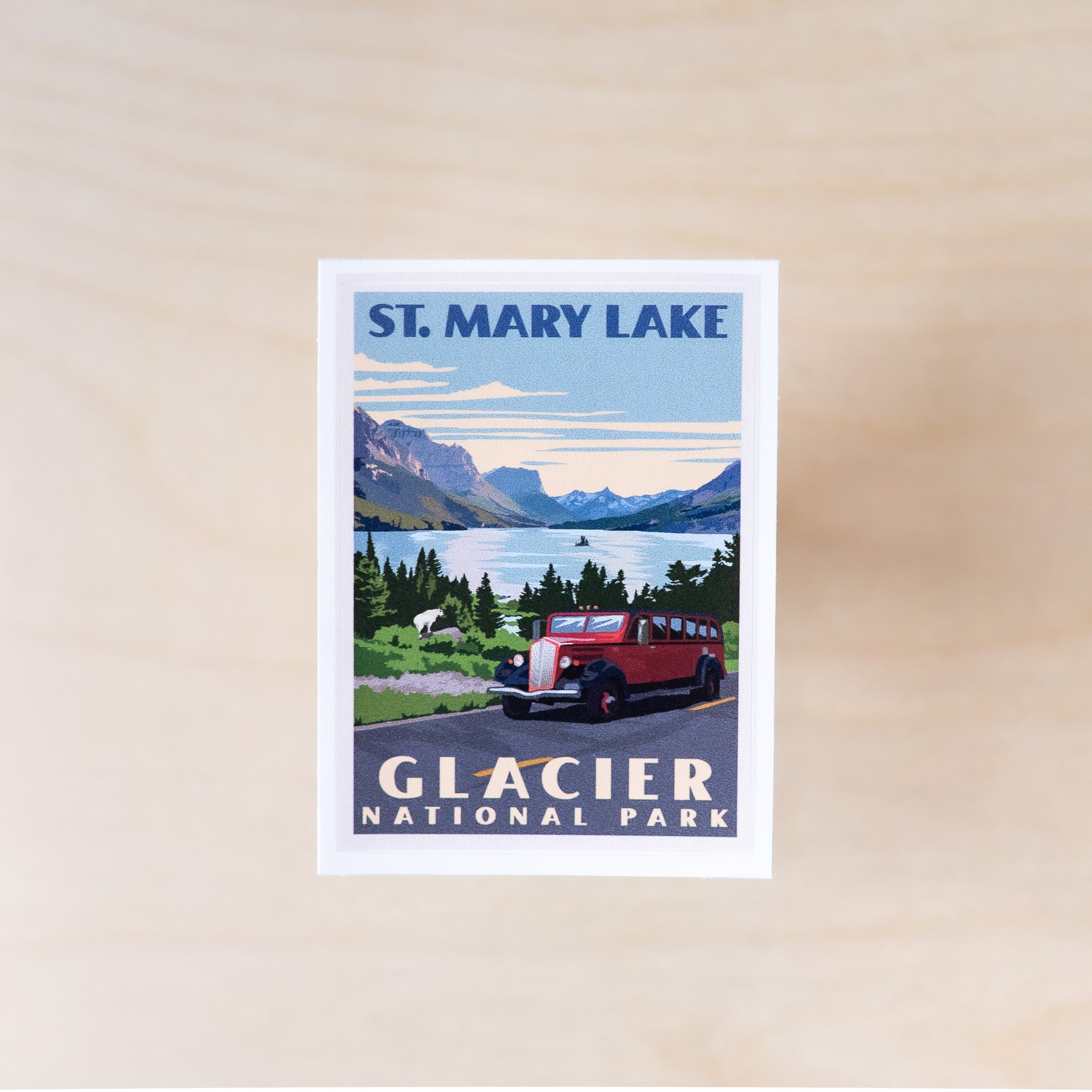 Retro Red Bus Sticker