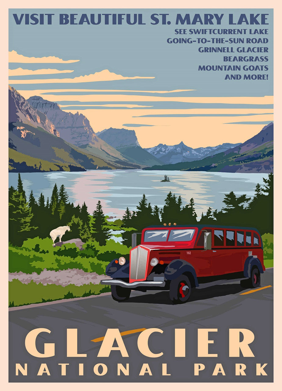 Retro Red Bus Poster