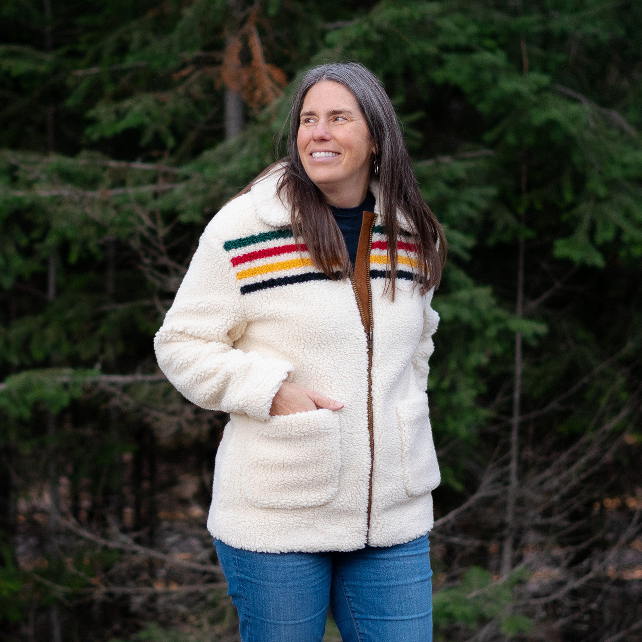 Pendleton Glacier Stripes Sherpa Jacket – Glacier National Park