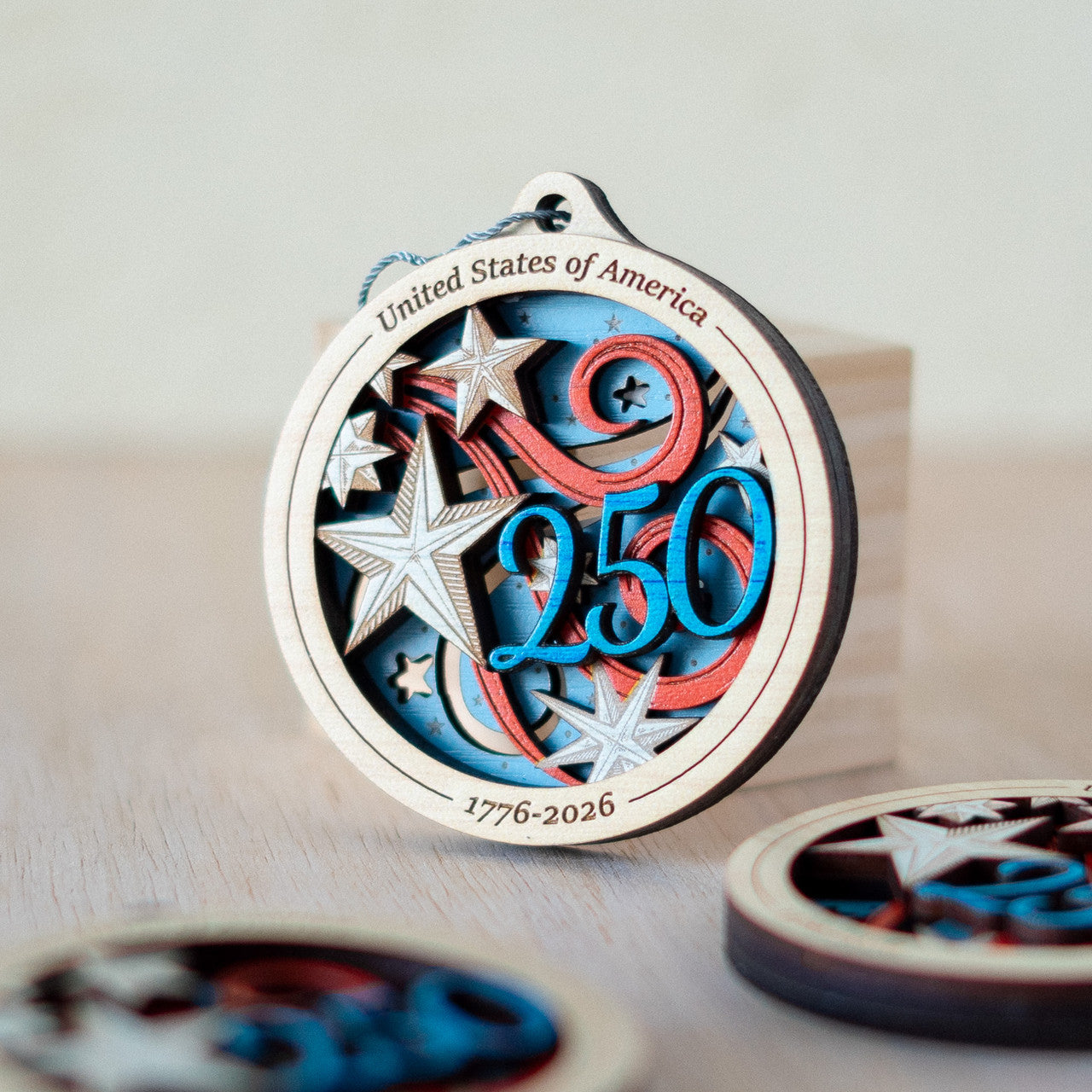 America 250 Wood Ornament
