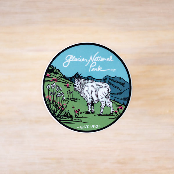 Mountain Goat and Wildflowers Sticker