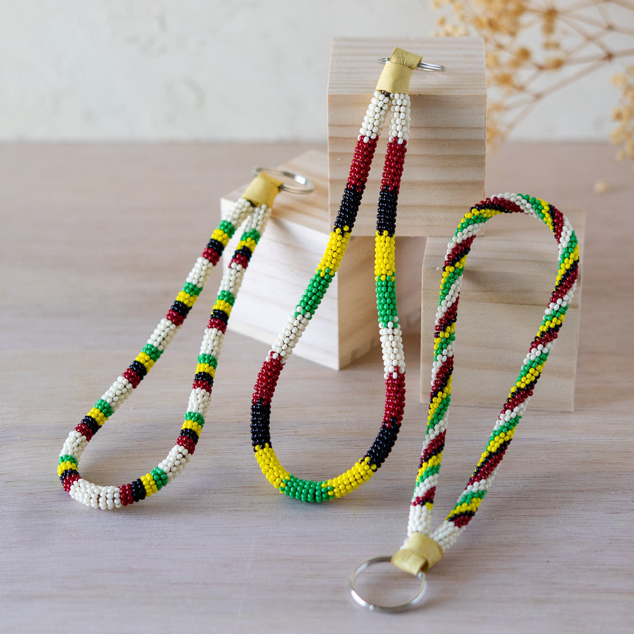 Glacier Stripe Beaded Keychain