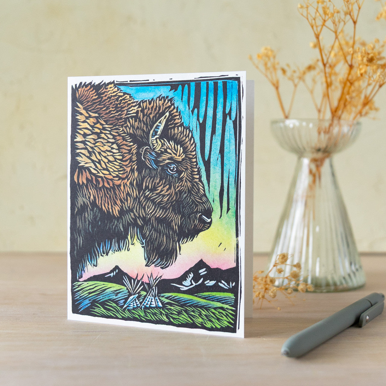 Buffalo Block Print Card