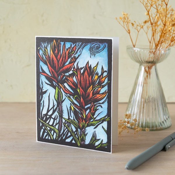 Indian Paintbrush Block Print Card