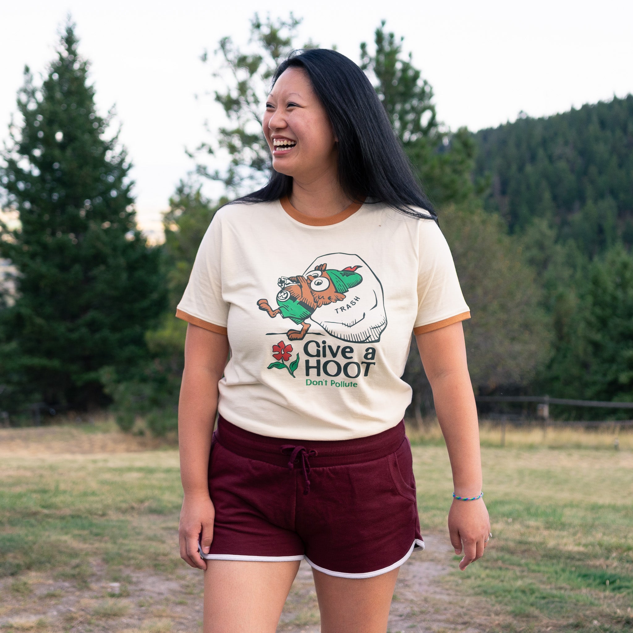 Give a Hoot, Don't Pollute Ringer T-Shirt