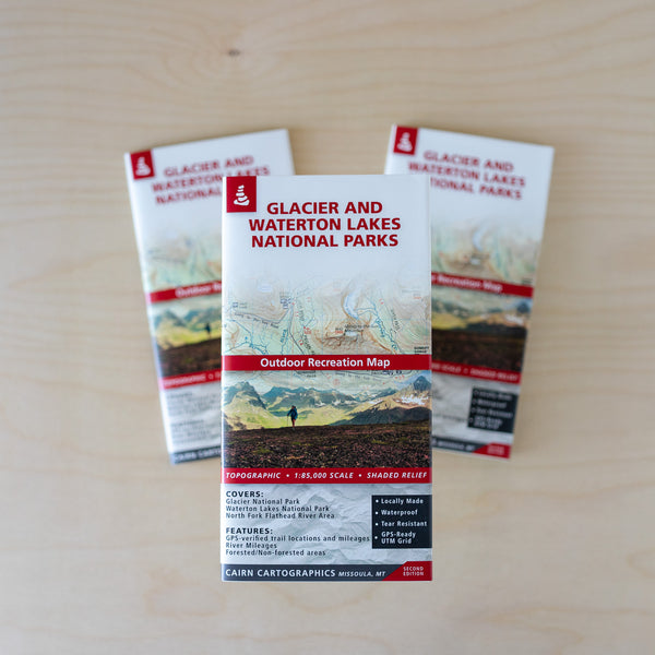 Cairn Glacier and Waterton Lakes National Parks Map