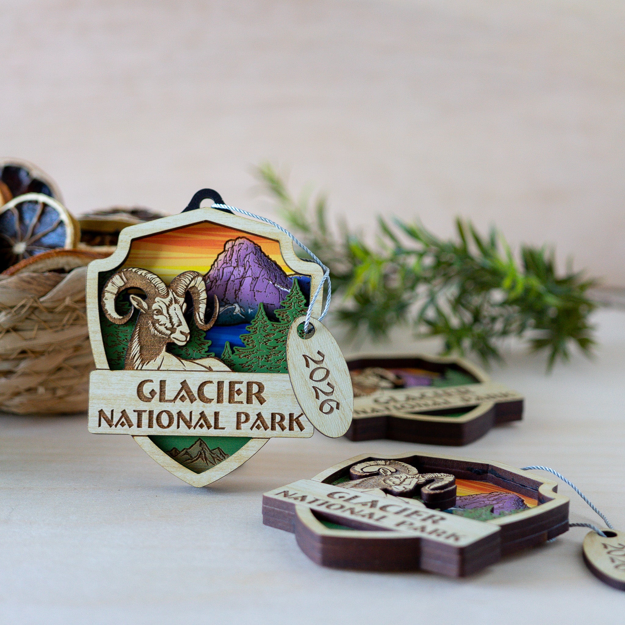 2026 Sinopah and Bighorn Wood Ornament