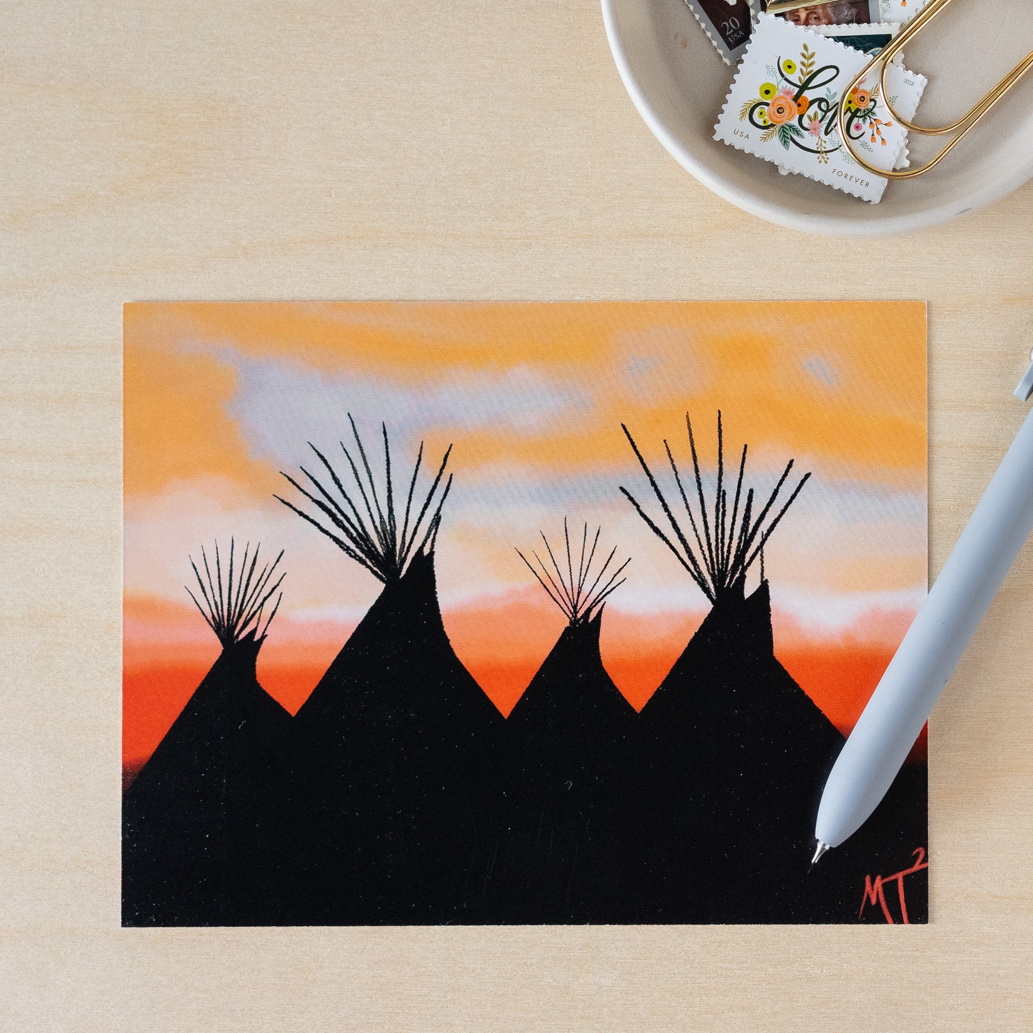 Tipis at Sunset Postcard