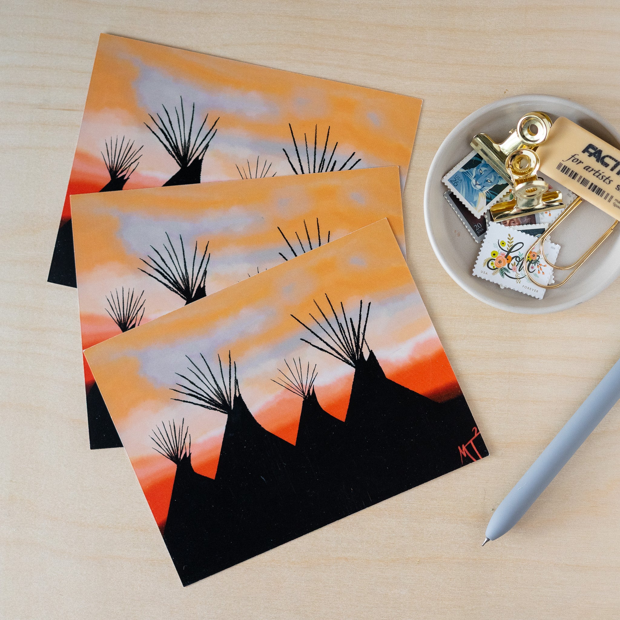 Tipis at Sunset Postcard