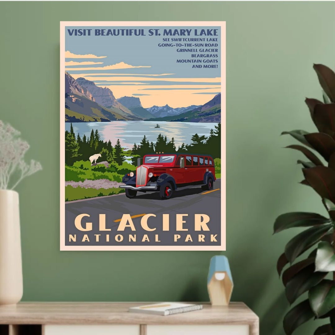 Retro Red Bus Poster