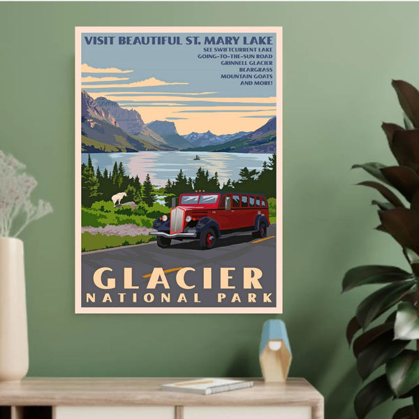 Retro Red Bus Poster