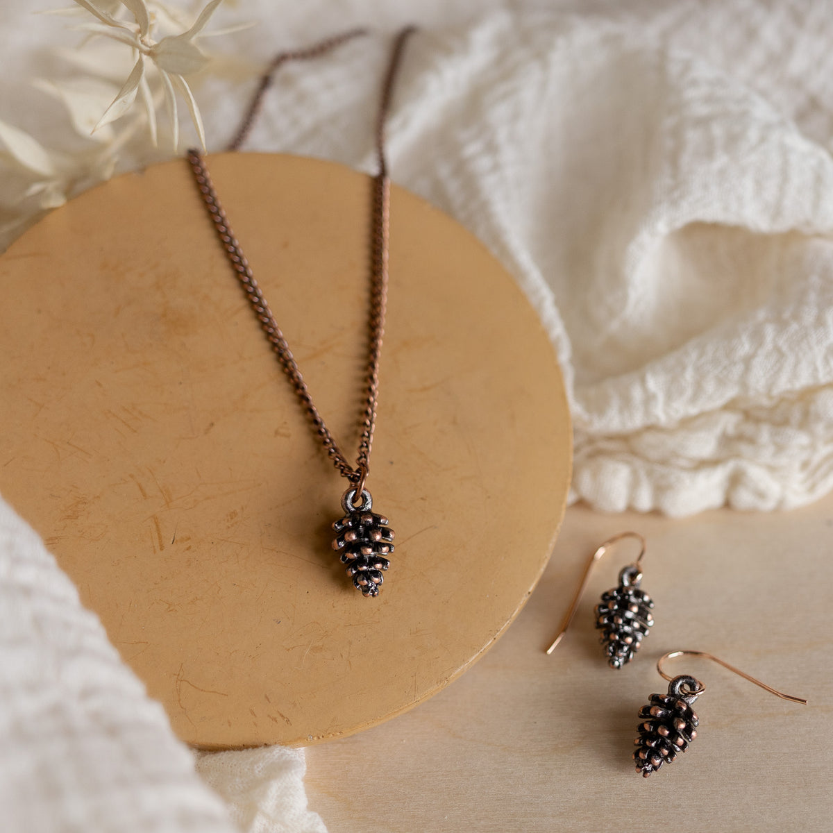 Copper Pine Cone Necklace