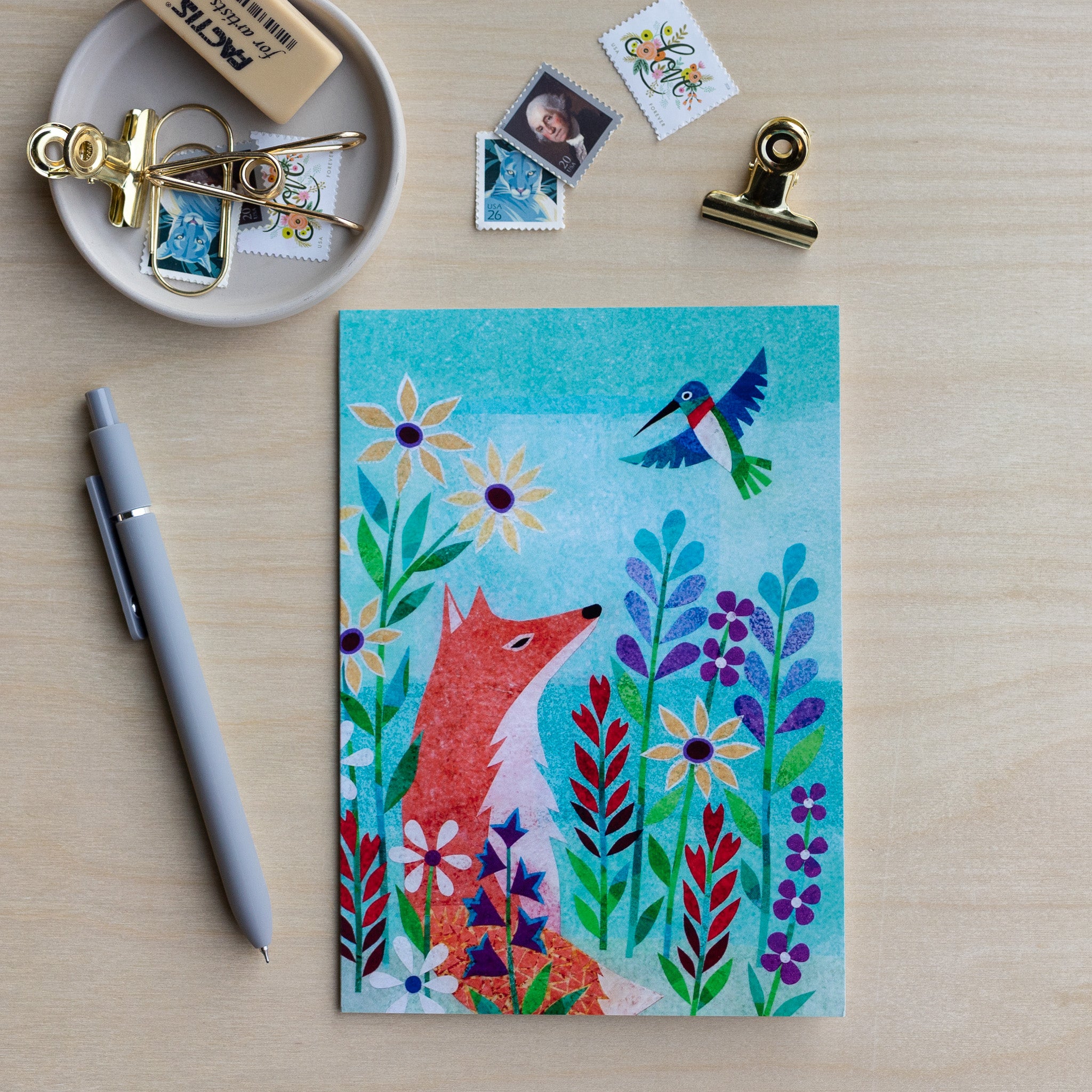 Fox in the Flowers Notecard