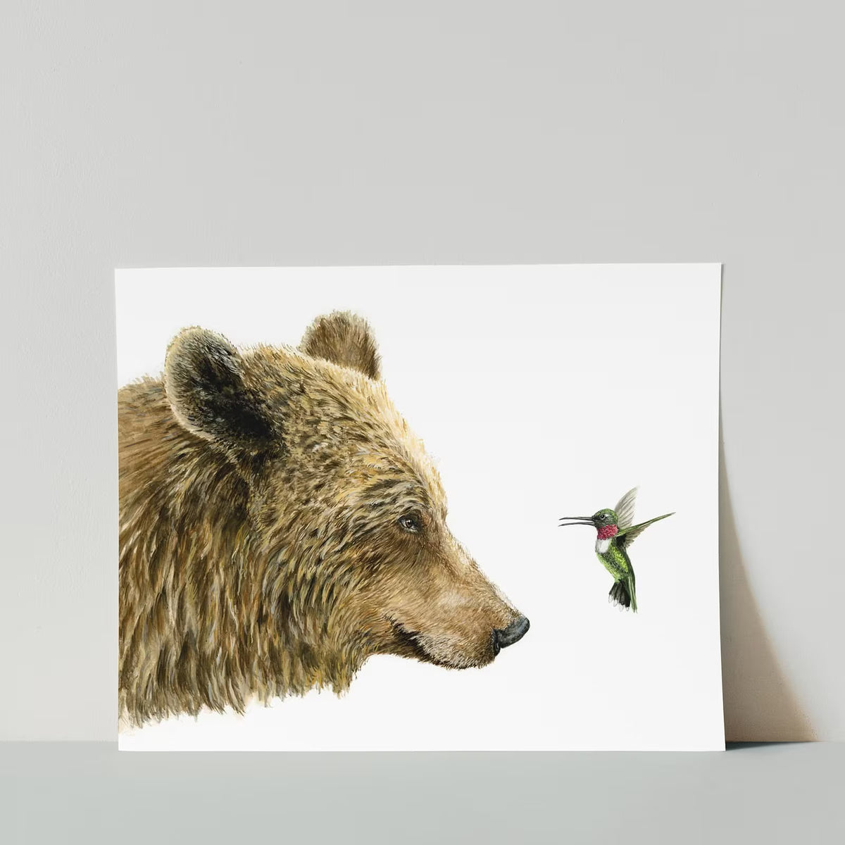 Grizzly and Hummingbird Print