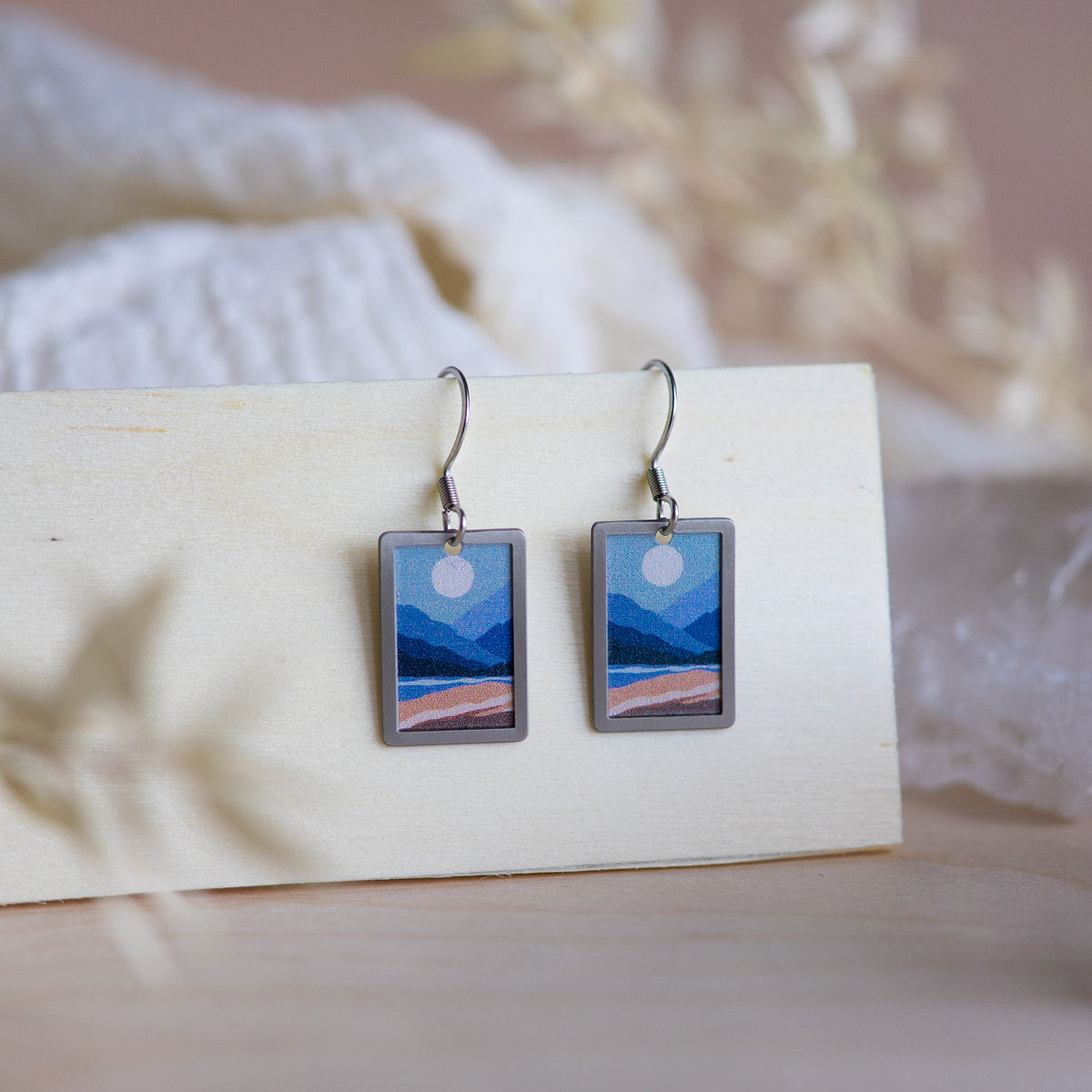 Alpenglow Mountain Scene Earrings