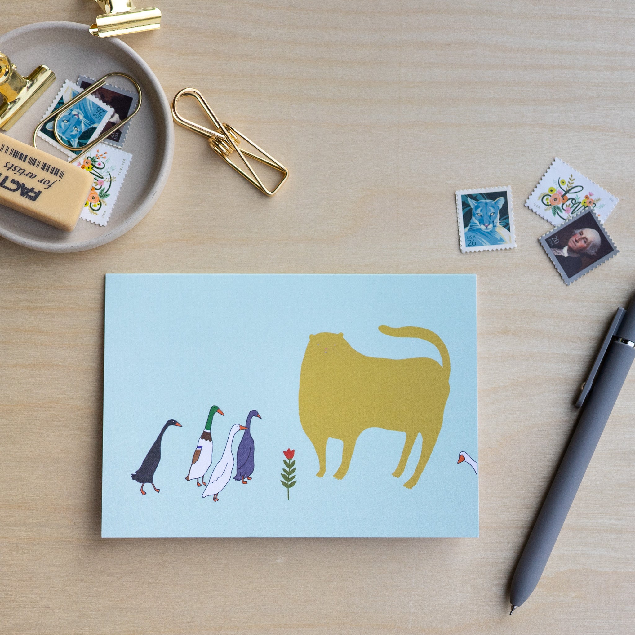 Cat and Runner Ducks Notecard