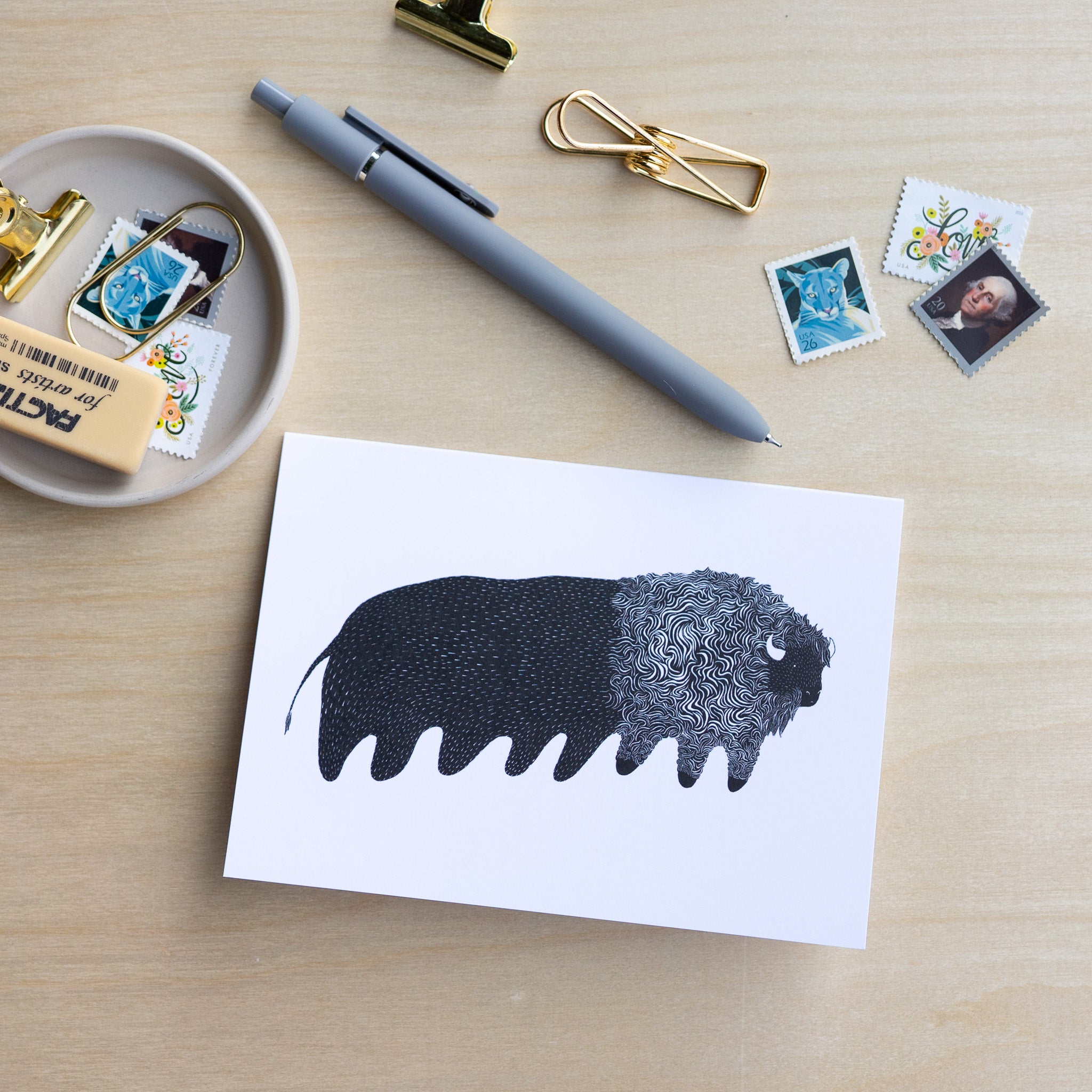 Many-leg Bison Notecard