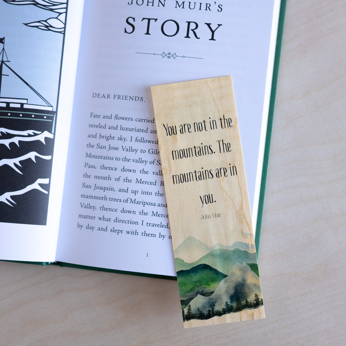 Mountains in You Wood Bookmark