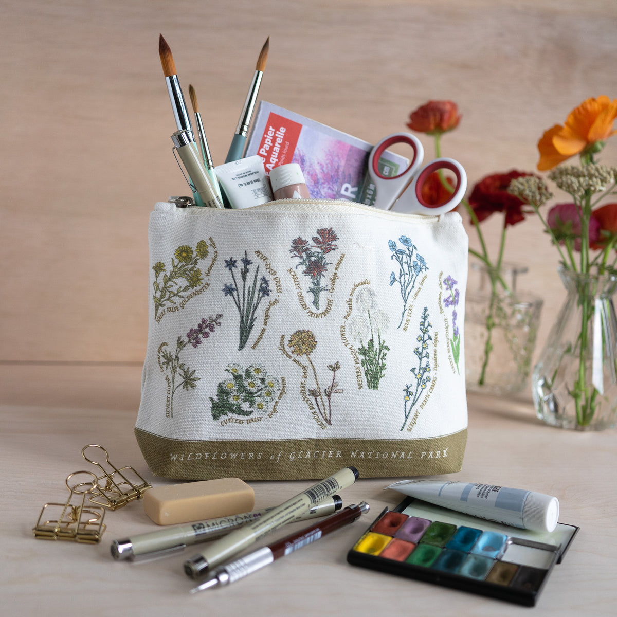 Glacier Wildflowers Zip Pouch