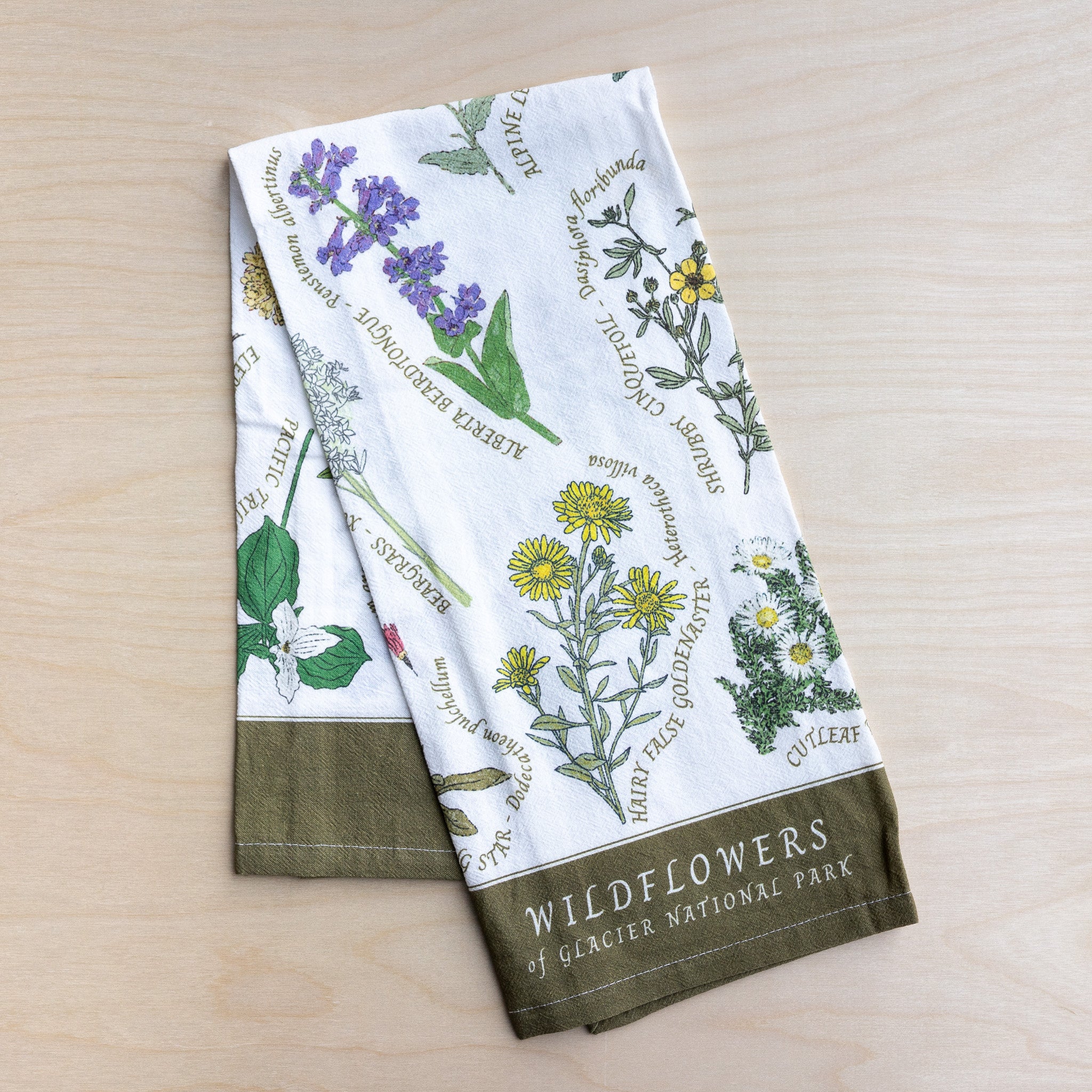 Glacier Wildflowers Tea Towel